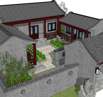 民房su模型下载_sketchup草图大师SKP模型