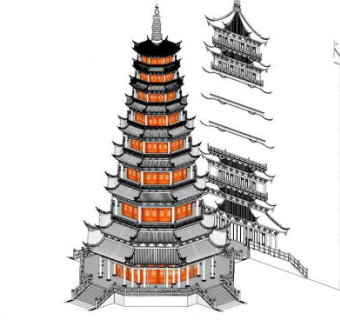 古塔su模型下载_sketchup草图大师SKP模型