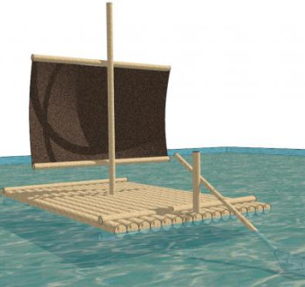 竹筏su模型下载_sketchup草图大师SKP模型