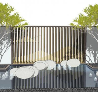 景墙su模型下载_sketchup草图大师SKP模型