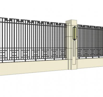 围墙su模型下载_sketchup草图大师SKP模型