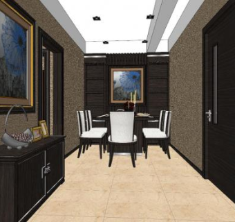 现代餐厅家装SU模型下载_sketchup草图大师SKP模型