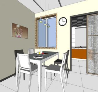 现代室内餐厅SU模型下载_sketchup草图大师SKP模型