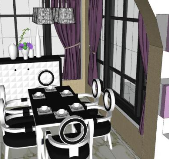 现代餐厅厨房sketchup模型下载_sketchup草图大师SKP模型