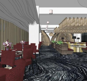 现代火锅餐厅餐饮SU模型下载_sketchup草图大师SKP模型