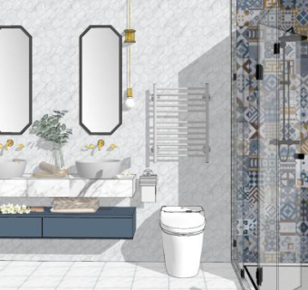 现代卫浴室SU模型下载_sketchup草图大师SKP模型