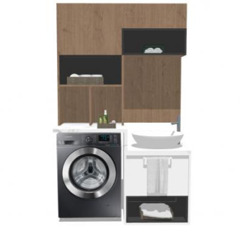 现代中式卫浴柜组合SU模型下载_sketchup草图大师SKP模型