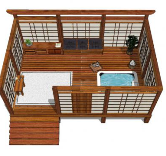 日式和风浴室SU模型下载_sketchup草图大师SKP模型