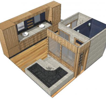 日式整体浴室SU模型下载_sketchup草图大师SKP模型