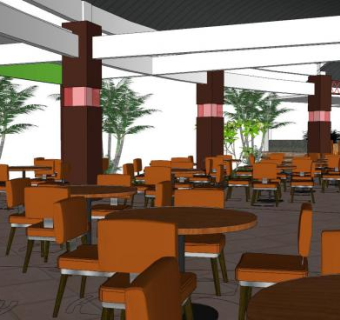 中式餐厅餐饮店SU模型下载_sketchup草图大师SKP模型