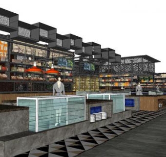 欧式餐厅室内设计SU模型下载_sketchup草图大师SKP模型