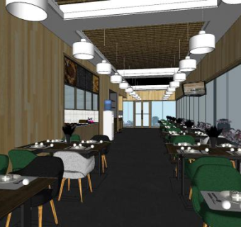 简欧风餐厅餐馆SU模型下载_sketchup草图大师SKP模型