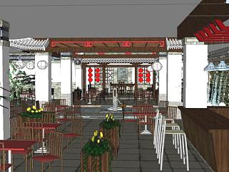 中国风餐厅餐馆sketchup模型下载_sketchup草图大师SKP模型