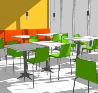 速食快餐店室内SU模型下载_sketchup草图大师SKP模型