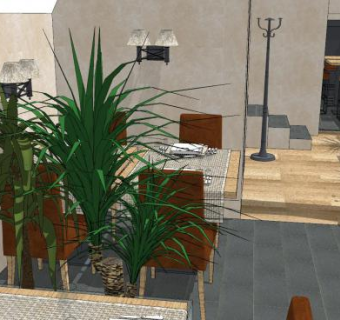新中式风格餐饮店SU模型下载_sketchup草图大师SKP模型