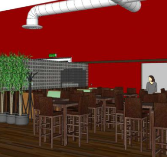 新中式餐饮餐馆SU模型下载_sketchup草图大师SKP模型