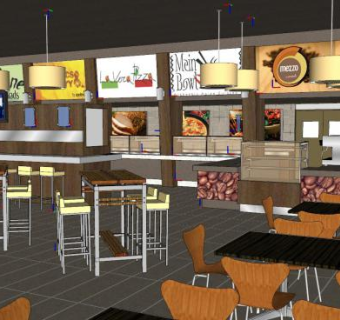 美式速食餐饮店SU模型下载_sketchup草图大师SKP模型