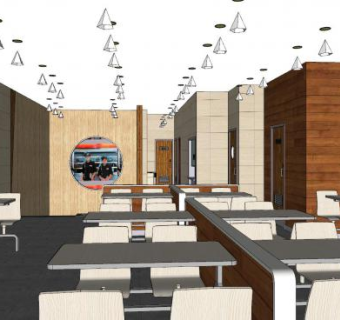 现代速食餐饮店SU模型下载_sketchup草图大师SKP模型