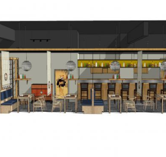 日式和风餐厅室内SU模型下载_sketchup草图大师SKP模型
