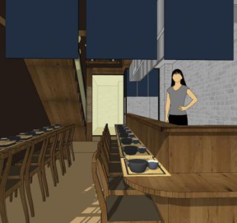 日式拉面馆SU模型下载_sketchup草图大师SKP模型