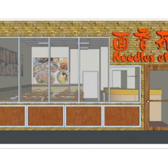中式面馆小店SU模型下载_sketchup草图大师SKP模型