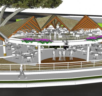 户外餐厅餐馆SU模型下载_sketchup草图大师SKP模型