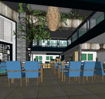 现代简约风餐厅SU模型下载_sketchup草图大师SKP模型