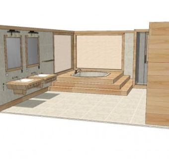 日式风格浴室SU模型下载_sketchup草图大师SKP模型