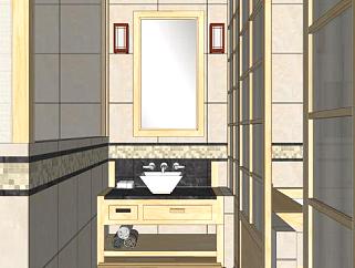 日式整体卫浴室SU模型下载_sketchup草图大师SKP模型