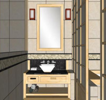 日式整体卫浴室SU模型下载_sketchup草图大师SKP模型