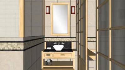 日式整体卫浴室SU模型下载_sketchup草图大师SKP模型