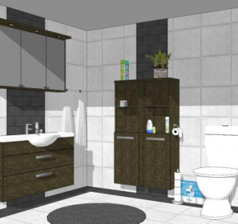 现代风格卫浴组合SU模型下载_sketchup草图大师SKP模型