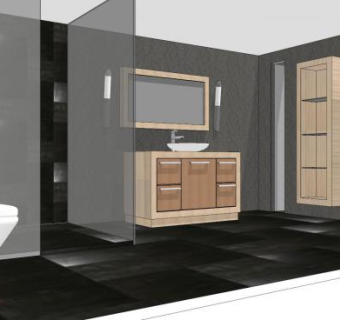 简约风卫浴室SU模型下载_sketchup草图大师SKP模型