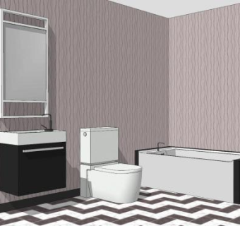 现代简约风卫浴SU模型下载_sketchup草图大师SKP模型