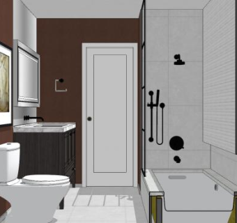 简约风格卫浴室SU模型下载_sketchup草图大师SKP模型