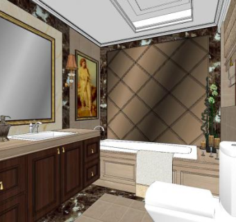 欧式家装主卫SU模型下载_sketchup草图大师SKP模型