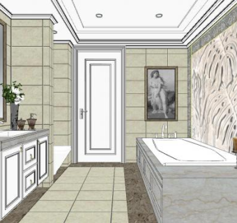 欧式家装卫生间SU模型下载_sketchup草图大师SKP模型