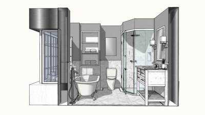 现代简约浴室SU模型下载_sketchup草图大师SKP模型