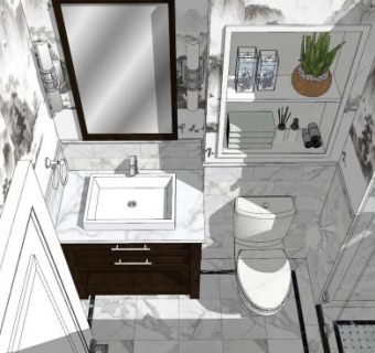 新中式风格卫生间SU模型下载_sketchup草图大师SKP模型