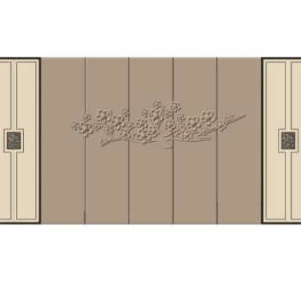 新中式格栅阻断式背景墙SU模型下载_sketchup草图大师SKP模型