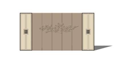新中式格栅阻断式背景墙SU模型下载_sketchup草图大师SKP模型