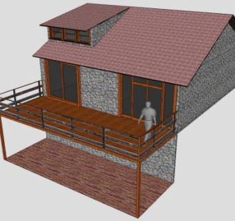 小屋的阳台SU模型下载_sketchup草图大师SKP模型