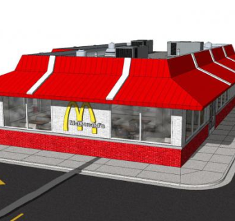 中式餐厅外观SU模型下载_sketchup草图大师SKP模型