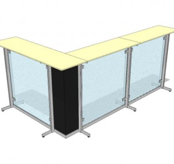 现代转角玻璃接待台SU模型下载_sketchup草图大师SKP模型