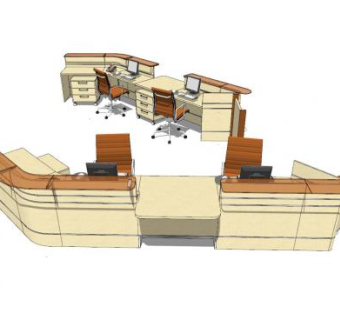 现代风前台接待台SU模型下载_sketchup草图大师SKP模型