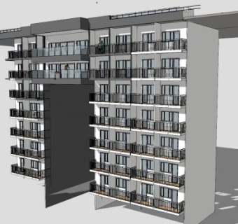 楼房大阳台SU模型下载_sketchup草图大师SKP模型
