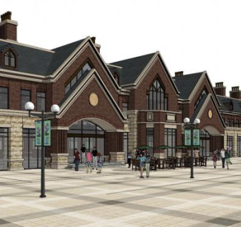 商业街su模型下载_sketchup草图大师SKP模型