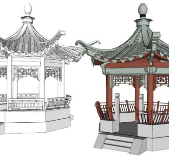 亭子su模型下载_sketchup草图大师SKP模型