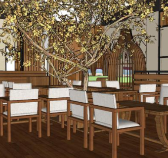 咖啡厅su模型下载_sketchup草图大师SKP模型