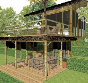 竹屋su模型下载_sketchup草图大师SKP模型